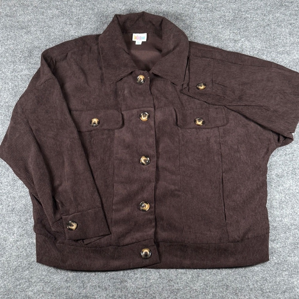 Lularoe Berlin Corduroy Jacket Womens 2XL Brown Button Pockets Fall Autumn Chic